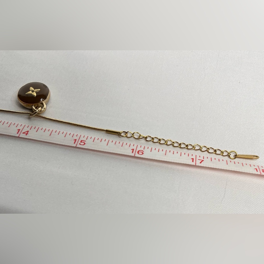 Louis Vuitton Coffee Brown LV Charm Gold Necklace - Picture 6 of 7